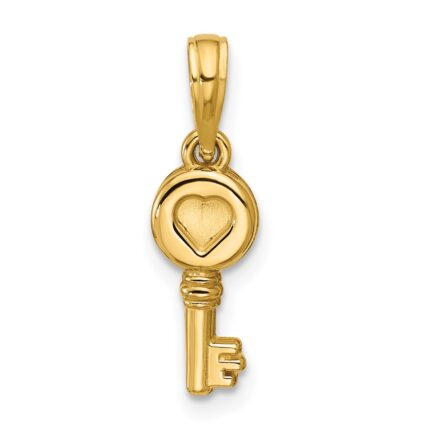 14K Polished Heart Key Pendant