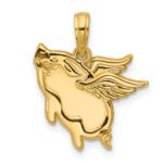 14K Polished Flying Pig Pendant