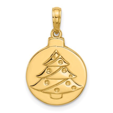 14K Polished Christmas Tree Ornament Pendant