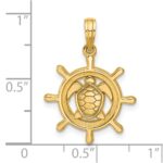 14K Polished Turtle in Ships Wheel Pendant - Image 4