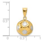 14K and White Rhodium 3-D Puffed Soccer Ball Pendant - Image 4