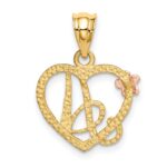 14k Two-Tone Heart Letter A  Initial Pendant - Image 3