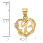 14k Two-Tone Heart Letter B  Initial Pendant - Image 4