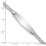 14k White Gold Polished Semi-Solid Chain/Solid Plate Anchor Link Soft Diamond Shape 25.5x7.8mm Plate 8 inch ID Bracelet - Image 3