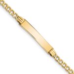 14k Polished Semi-Solid Chain/Solid Plate Cuban Link 25.5x5mm Plate 7 inch ID Bracelet