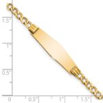 14k Polished Semi-Solid Chain/Solid Plate Cuban Link Soft Diamond Shape 25.5x7.5mm Plate 8 inch ID Bracelet - Image 3