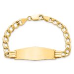 14k Polished Semi-Solid Chain/Solid Plate Curb Link Soft Diamond Shape 39x14mm Plate 7 inch ID Bracelet - Image 4