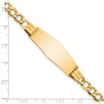 14k Polished Semi-Solid Chain/Solid Plate Curb Link Soft Diamond Shape 39x14mm Plate 8 inch ID Bracelet - Image 3