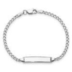 14k White Gold Polished Semi-Solid Chain/Solid Plate Cuban Link 20x4.5mm Plate 6 inch Baby/Child ID Bracelet - Image 4