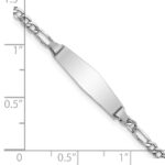 14k White Gold Polished Semi-Solid Chain/Solid Plate Figaro Link Soft Diamond Shape 20x5.5mm Plate 7 inch ID Bracelet - Image 3