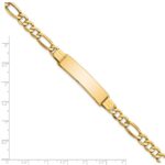 14k Polished Semi-Solid Chain/Solid Plate Figaro Link 37.5x10mm Plate 8 inch ID Bracelet - Image 3