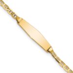 14k Polished Semi-Solid Chain/Solid Plate Anchor Link Soft Diamond Shape 19.5x5.5mm Plate 5.5 inch Baby/Child ID Bracelet