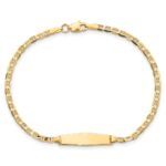 14k Polished Semi-Solid Chain/Solid Plate Anchor Link Soft Diamond Shape 19.5x5.5mm Plate 7 inch ID Bracelet - Image 4