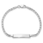 14k White Gold Polished Semi-Solid Chain/Solid Plate Anchor Link 20x4.5mm Plate 5.5 inch Baby/Child ID Bracelet - Image 4