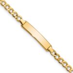 14k Polished Semi-Solid Chain/Solid Plate Cuban Link 23.5x4.5mm Plate 6 inch Baby/Child ID Bracelet