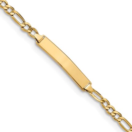 14k Polished Semi-Solid Chain/Solid Plate Figaro Link 23x4.3mm Plate 8 inch ID Bracelet