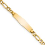 14k Polished Semi-Solid Chain/Solid Plate Figaro Link Soft Diamond Shape 19.5x5.5mm Plate 6 inch Baby/Child ID Bracelet