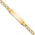 14k Polished Semi-Solid Chain/Solid Plate Curb Link 37.5x10mm Plate 7 inch ID Bracelet