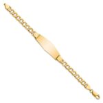 14k Polished Semi-Solid Chain/Solid Plate Curb Link Soft Diamond Shape 39x14mm Plate 8 inch ID Bracelet - Image 2