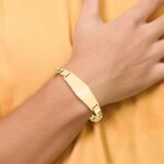 14k Polished Semi-Solid Chain/Solid Plate Curb Link Soft Diamond Shape 39x14mm Plate 7 inch ID Bracelet - Image 5