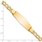14k Polished Semi-Solid Chain/Solid Plate Curb Link Soft Diamond Shape 39x14mm Plate 8 inch ID Bracelet - Image 4