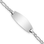 14k White Gold Polished Semi-Solid Chain/Solid Plate Figaro Link Oval 18.5x8.5mm Plate 5.5 inch Baby/Child ID Bracelet