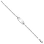 14k White Gold Polished Semi-Solid Chain/Solid Plate Curb Link Oval 18.5x8.5mm Plate 5.5 inch Baby/Child ID Bracelet - Image 2
