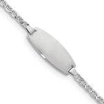14k White Gold Polished Semi-Solid Chain/Solid Plate Anchor Link Oval 18.5x8.5mm Plate 7 inch ID Bracelet