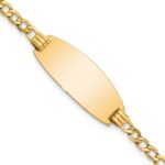 14k Polished Semi-Solid Chain/Solid Plate Curb Link Oval 25x11.5mm Plate 7 inch ID Bracelet