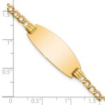 14k Polished Semi-Solid Chain/Solid Plate Curb Link Oval 25x11.5mm Plate 8 inch ID Bracelet - Image 3