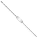 14k White Gold Polished Semi-Solid Chain/Solid Plate Curb Link Oval 25x11.5mm Plate 8 inch ID Bracelet - Image 2