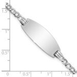 14k White Gold Polished Semi-Solid Chain/Solid Plate Curb Link Oval 25x11.5mm Plate 8 inch ID Bracelet - Image 3