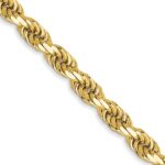 14K 3.5mm Semi Solid Diamond-cut Rope with Lobster Clasp Chain