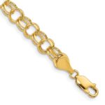 14k 7.5mm Solid Double Link Charm Bracelet