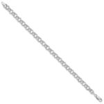 14k White Gold 6mm Hollow Double Link Charm Bracelet - Image 2