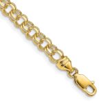 14k 4.75mm Diamond-cut Solid Heavy Double Link Charm Bracelet