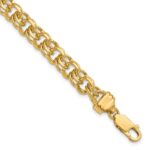 14k 7.5mm Diamond-cut Solid Heavy Double Link Charm Bracelet