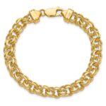 14k 7.5mm Diamond-cut Solid Heavy Double Link Charm Bracelet - Image 4