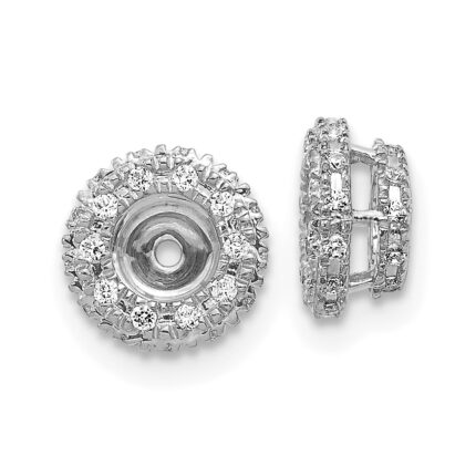 14k White Gold 1/5 carat Diamond Circle Earring Jackets