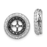 14k White Gold 1 carat Black and White Diamond Double Circle Earring Jackets