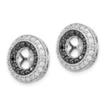14k White Gold 1 carat Black and White Diamond Double Circle Earring Jackets - Image 2