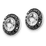 14k White Gold 1/3 carat Black Diamond Circle Earring Jackets - Image 2