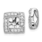 14k White Gold 1/3 carat Diamond Square Earring Jackets