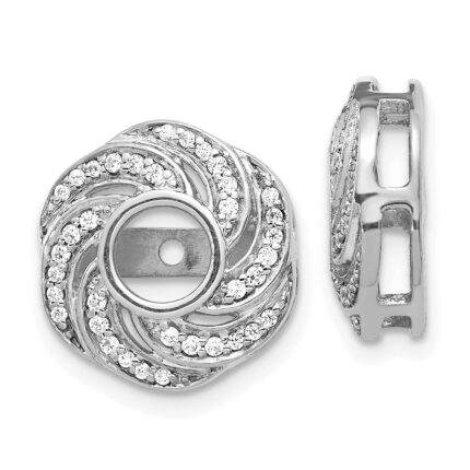 14k White Gold 1/4 carat Diamond Swirl Earring Jackets