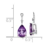 14k White Gold Diamond and 8x6 Pear Amethyst Earring Jackets - Image 3