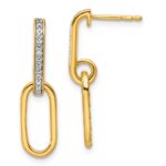 14K Polished 1/20 carat Diamond Paperclip Link Dangle Post Earrings