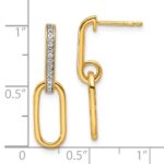 14K Polished 1/20 carat Diamond Paperclip Link Dangle Post Earrings - Image 3