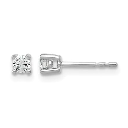 14k White Gold 1/5 carat Lab Grown Diamond VS/SI+ G+ Round Complete Four Prong Heavyweight Stud Earrings