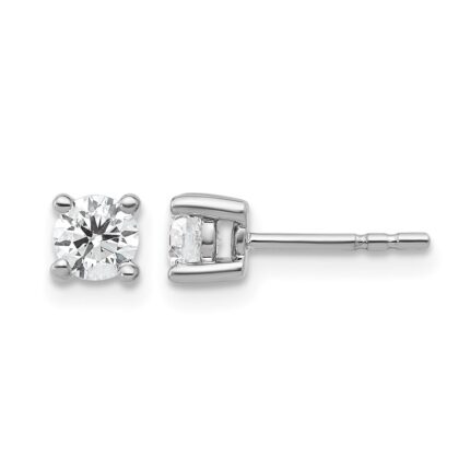 14k White Gold 1/2 carat Lab Grown Diamond VS+ F+ Round Complete Four Prong Heavyweight Stud Earrings