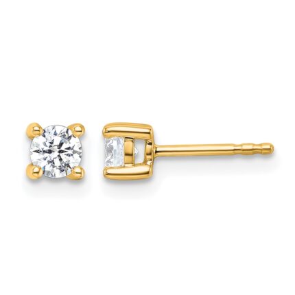14k 1/2 carat Certified Lab Grown Diamond VS+ F+ Round Complete Four Prong Heavyweight Stud Earrings